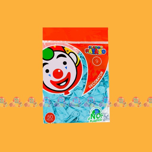 [059015] FAB GLOBO PAYASO 9 AZUL AGUA 50s